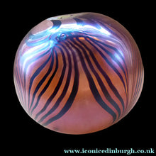 Load image into Gallery viewer, 1980s John Ditchfield Unique Piece Iridescent Glass Vase with Art Nouveau Zebra Trails. Signed
