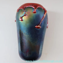 Load image into Gallery viewer, JOHN DITCHFIELD GLASFORM Large Black Lustre Vase with Dripping Red Lava Glass Decorations
