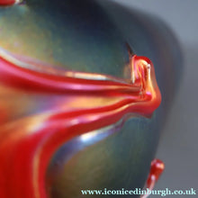 Load image into Gallery viewer, JOHN DITCHFIELD GLASFORM Large Black Lustre Vase with Dripping Red Lava Glass Decorations
