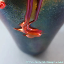 Load image into Gallery viewer, JOHN DITCHFIELD GLASFORM Large Black Lustre Vase with Dripping Red Lava Glass Decorations
