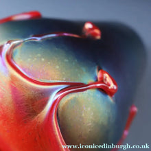 Load image into Gallery viewer, JOHN DITCHFIELD GLASFORM Large Black Lustre Vase with Dripping Red Lava Glass Decorations
