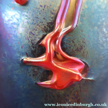 Load image into Gallery viewer, JOHN DITCHFIELD GLASFORM Large Black Lustre Vase with Dripping Red Lava Glass Decorations
