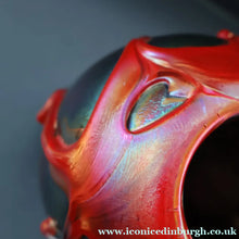 Load image into Gallery viewer, JOHN DITCHFIELD GLASFORM Large Black Lustre Vase with Dripping Red Lava Glass Decorations
