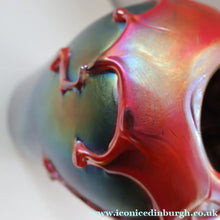 Load image into Gallery viewer, JOHN DITCHFIELD GLASFORM Large Black Lustre Vase with Dripping Red Lava Glass Decorations
