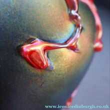 Load image into Gallery viewer, JOHN DITCHFIELD GLASFORM Large Black Lustre Vase with Dripping Red Lava Glass Decorations
