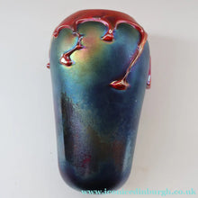 Load image into Gallery viewer, JOHN DITCHFIELD GLASFORM Large Black Lustre Vase with Dripping Red Lava Glass Decorations
