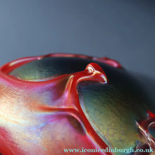 Load image into Gallery viewer, JOHN DITCHFIELD GLASFORM Large Black Lustre Vase with Dripping Red Lava Glass Decorations
