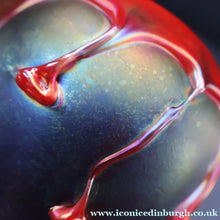 Load image into Gallery viewer, JOHN DITCHFIELD GLASFORM Large Black Lustre Vase with Dripping Red Lava Glass Decorations

