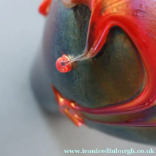 Load image into Gallery viewer, JOHN DITCHFIELD GLASFORM Large Black Lustre Vase with Dripping Red Lava Glass Decorations
