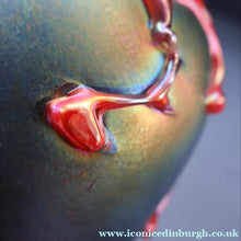 Load image into Gallery viewer, JOHN DITCHFIELD GLASFORM Large Black Lustre Vase with Dripping Red Lava Glass Decorations

