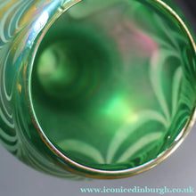 Load image into Gallery viewer, JOHN DITCHFIELD GLASFORM Tall Green Goblet Shaped Vase with Lustres and Feathered Swirls
