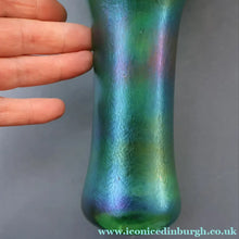 Load image into Gallery viewer, JOHN DITCHFIELD GLASFORM Tall Green Goblet Shaped Vase with Lustres and Feathered Swirls
