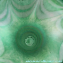 Load image into Gallery viewer, JOHN DITCHFIELD GLASFORM Tall Green Goblet Shaped Vase with Lustres and Feathered Swirls
