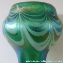 Load image into Gallery viewer, JOHN DITCHFIELD GLASFORM Tall Green Goblet Shaped Vase with Lustres and Feathered Swirls
