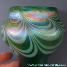 Load image into Gallery viewer, JOHN DITCHFIELD GLASFORM Tall Green Goblet Shaped Vase with Lustres and Feathered Swirls
