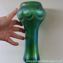 Load image into Gallery viewer, JOHN DITCHFIELD GLASFORM Tall Green Goblet Shaped Vase with Lustres and Feathered Swirls
