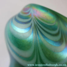 Load image into Gallery viewer, JOHN DITCHFIELD GLASFORM Tall Green Goblet Shaped Vase with Lustres and Feathered Swirls
