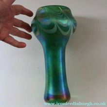 Load image into Gallery viewer, JOHN DITCHFIELD GLASFORM Tall Green Goblet Shaped Vase with Lustres and Feathered Swirls
