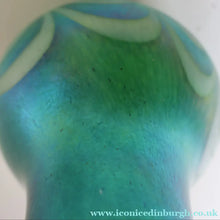Load image into Gallery viewer, JOHN DITCHFIELD GLASFORM Tall Green Goblet Shaped Vase with Lustres and Feathered Swirls
