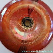 Load image into Gallery viewer, JOHN DITCHFIELD Glasform Tall Vase. Pink with Gold Lustre and Feathered Stripe Trails. Signed and with Paper Label. 8 1/4 inches

