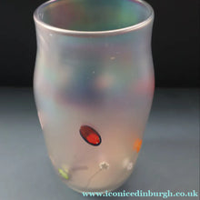 Load image into Gallery viewer, SIGNED John Ditchfield Iridescent Glasform White Iridescent Glass Vase. 6 1/2 INCHES

