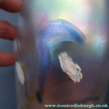 Load image into Gallery viewer, SIGNED John Ditchfield Iridescent Glasform White Iridescent Glass Vase. 6 1/2 INCHES

