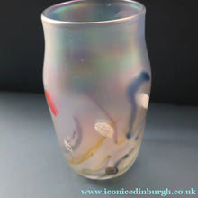 Load image into Gallery viewer, SIGNED John Ditchfield Iridescent Glasform White Iridescent Glass Vase. 6 1/2 INCHES
