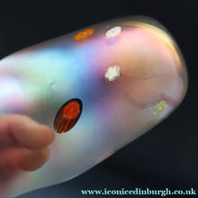 Load image into Gallery viewer, SIGNED John Ditchfield Iridescent Glasform White Iridescent Glass Vase. 6 1/2 INCHES
