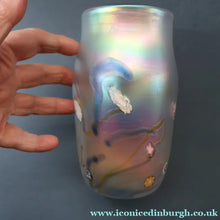 Load image into Gallery viewer, SIGNED John Ditchfield Iridescent Glasform White Iridescent Glass Vase. 6 1/2 INCHES
