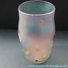 Load image into Gallery viewer, SIGNED John Ditchfield Iridescent Glasform White Iridescent Glass Vase. 6 1/2 INCHES
