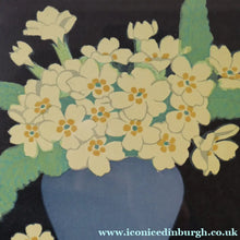 Load image into Gallery viewer, Original 1920s Colour Woodcut by John Hall Thorpe (1874 - 1947) PRIMROSES. Pencil Signed 
