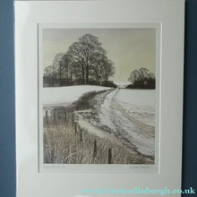 Load image into Gallery viewer, KATHLEEN CADDICK (b. 1937). Hand-Coloured Etching Entitled "Tracks in the Snow". Pencil Signed Artist's Proof
