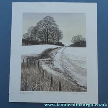 Load image into Gallery viewer, KATHLEEN CADDICK (b. 1937). Hand-Coloured Etching Entitled "Tracks in the Snow". Pencil Signed Artist's Proof
