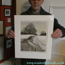 Load image into Gallery viewer, KATHLEEN CADDICK (b. 1937). Hand-Coloured Etching Entitled "Tracks in the Snow". Pencil Signed Artist's Proof
