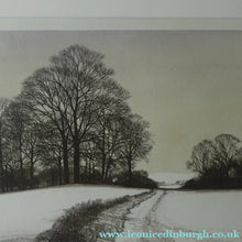Load image into Gallery viewer, KATHLEEN CADDICK (b. 1937). Hand-Coloured Etching Entitled "Tracks in the Snow". Pencil Signed Artist's Proof
