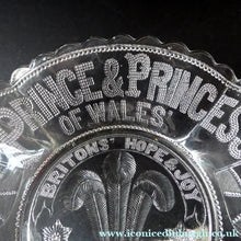 Load image into Gallery viewer, King Edward VII Silver Wedding Clear Pressed Glass Dish. 1863 - 1888. 8 1/2 inches
