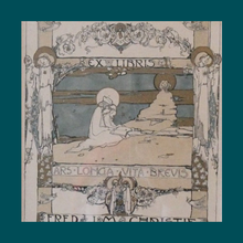 Load image into Gallery viewer, SCOTTISH ART. JESSIE M. KING. Original Bookplate / Lithograph for Fred JM Christie (c 1906)
