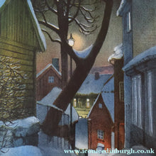 Load image into Gallery viewer, KJELL THORJUSSEN (b. 1942). Vintage Norwegian Lithograph. Winter Scene: Damstredet. Signed and dated 1987
