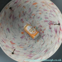 Load image into Gallery viewer, LARGE 1930s Glass Hanging Goldfish Bowl or Flycatcher Lampshade. Opaque Glass with Tutti Frutti Splatters
