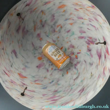 Load image into Gallery viewer, LARGE 1930s Glass Hanging Goldfish Bowl or Flycatcher Lampshade. Opaque Glass with Tutti Frutti Splatters
