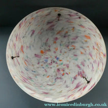 Load image into Gallery viewer, LARGE 1930s Glass Hanging Goldfish Bowl or Flycatcher Lampshade. Opaque Glass with Tutti Frutti Splatters
