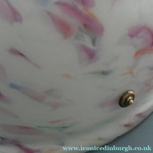 Load image into Gallery viewer, LARGE 1930s Glass Hanging Goldfish Bowl or Flycatcher Lampshade. Opaque Glass with Tutti Frutti Splatters
