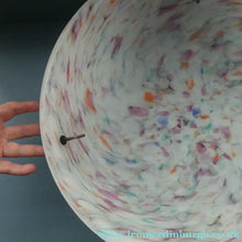 Load image into Gallery viewer, LARGE 1930s Glass Hanging Goldfish Bowl or Flycatcher Lampshade. Opaque Glass with Tutti Frutti Splatters
