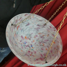 Load image into Gallery viewer, LARGE 1930s Glass Hanging Goldfish Bowl or Flycatcher Lampshade. Opaque Glass with Tutti Frutti Splatters
