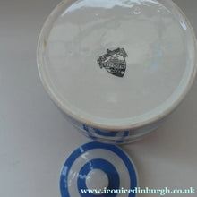 Load image into Gallery viewer, LARGE 1930s TG Green CORNISHWARE Lidded Storage Jar for FLOUR: 7 Inches in Height. Black Shield Mark
