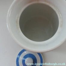 Load image into Gallery viewer, LARGE 1930s TG Green CORNISHWARE Lidded Storage Jar for FLOUR: 7 Inches in Height. Black Shield Mark
