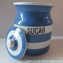 Load image into Gallery viewer, Large 1930s Cornishware Storage Jar: Sugar
