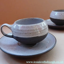 Load image into Gallery viewer, Vintage DANISH Ditlev Keramik. Pair of Miniature or Demi-Tasse Stoneware Coffee Cups; 1960s
