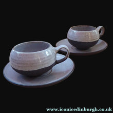 Load image into Gallery viewer, Vintage DANISH Ditlev Keramik. Pair of Miniature or Demi-Tasse Stoneware Coffee Cups; 1960s

