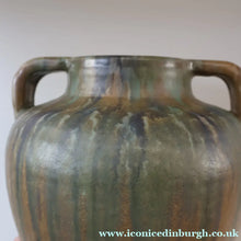 Load image into Gallery viewer, Large 1940s UPCHURCH British Studio Art Pottery Vase in Attractive Streaky Blue and Grey Glazes. Height: 10 inches
